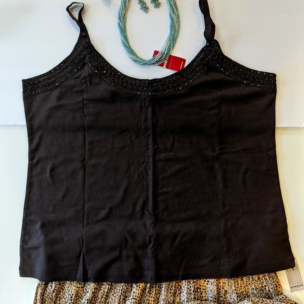NWT - Elegant beaded design spaghetti strap tank